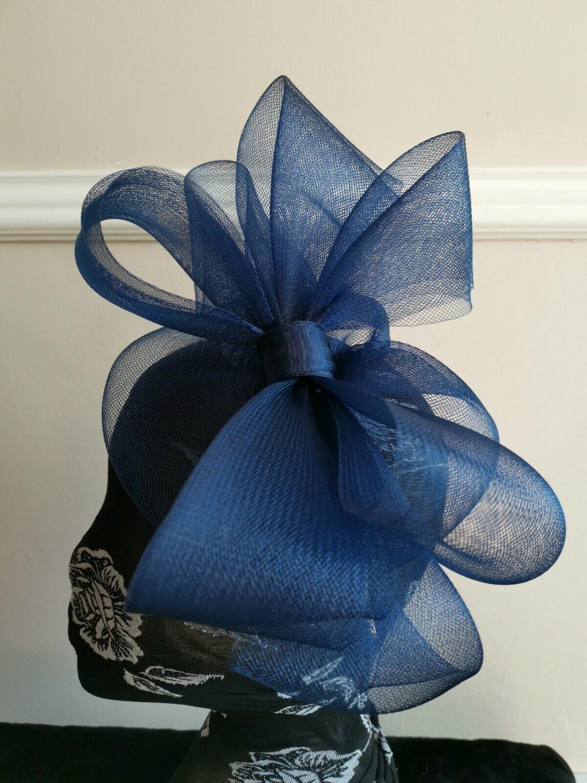 navy blue headband crin fascinator millinery hat wedding ascot