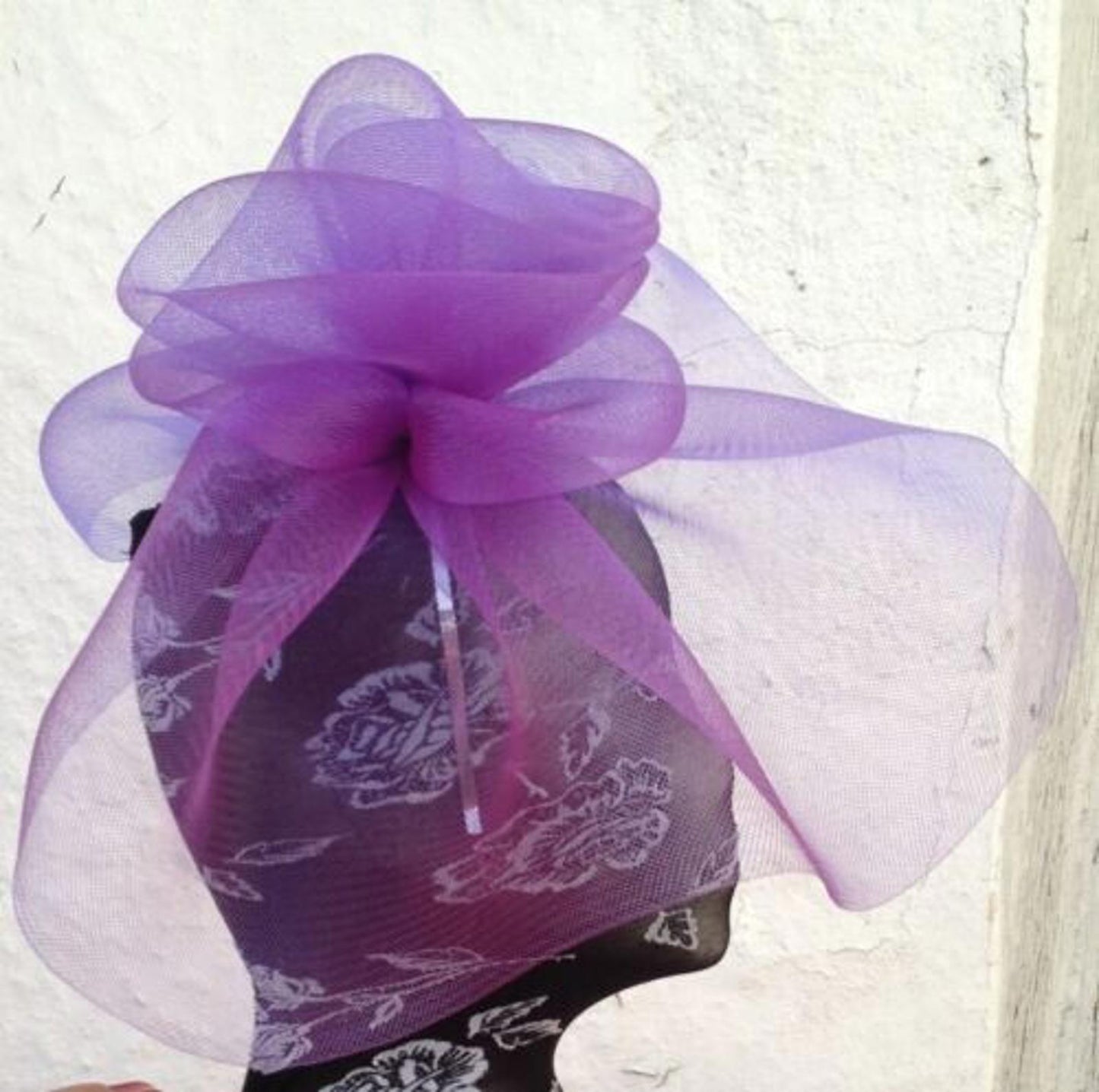 purple headband crinoline fascinator millinery hat wedding ascot