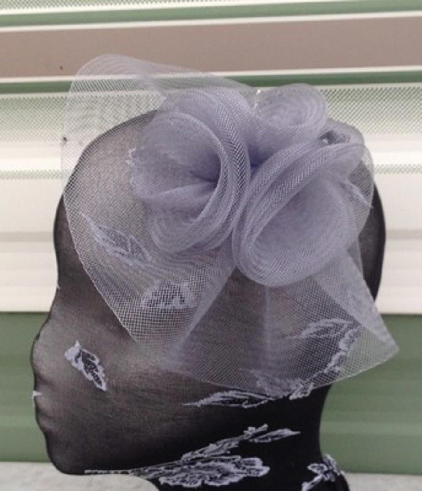 grey fascinator millinery feather brooch clip wedding hat bridal ascot race