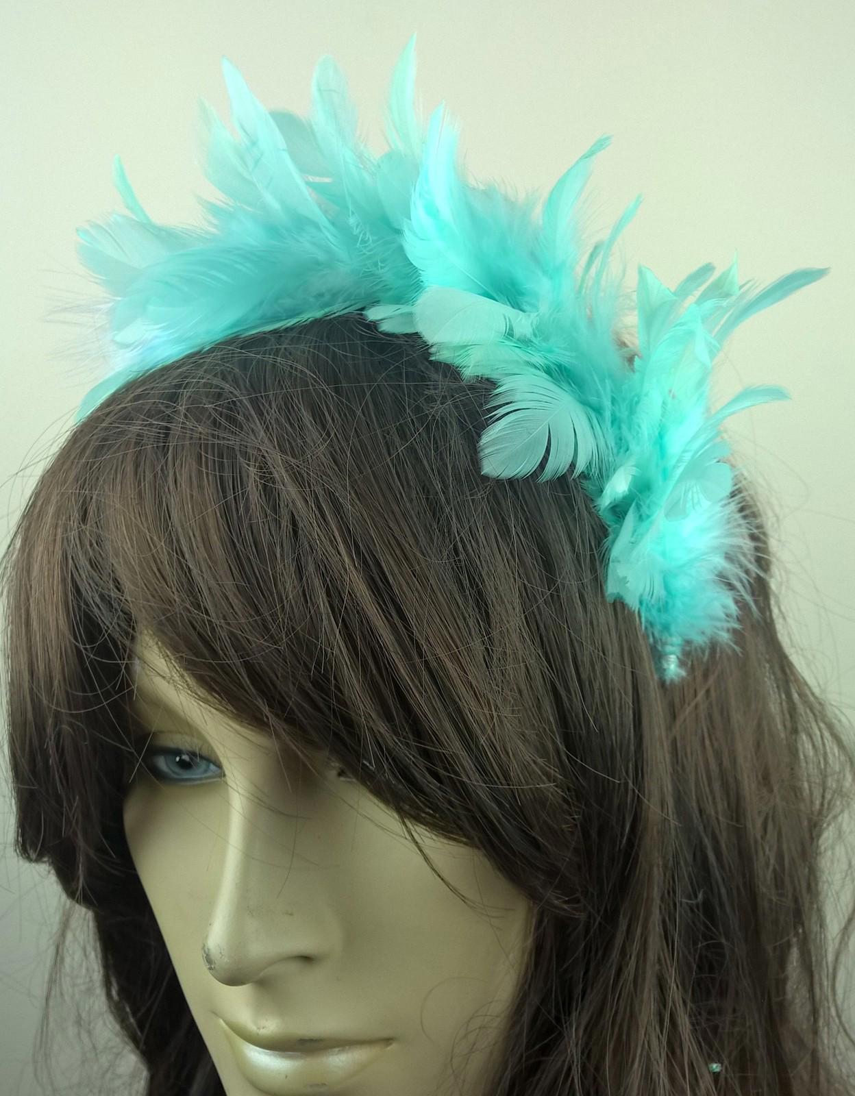 blue feather headband fascinator hair band wedding bridal race party ascot 1