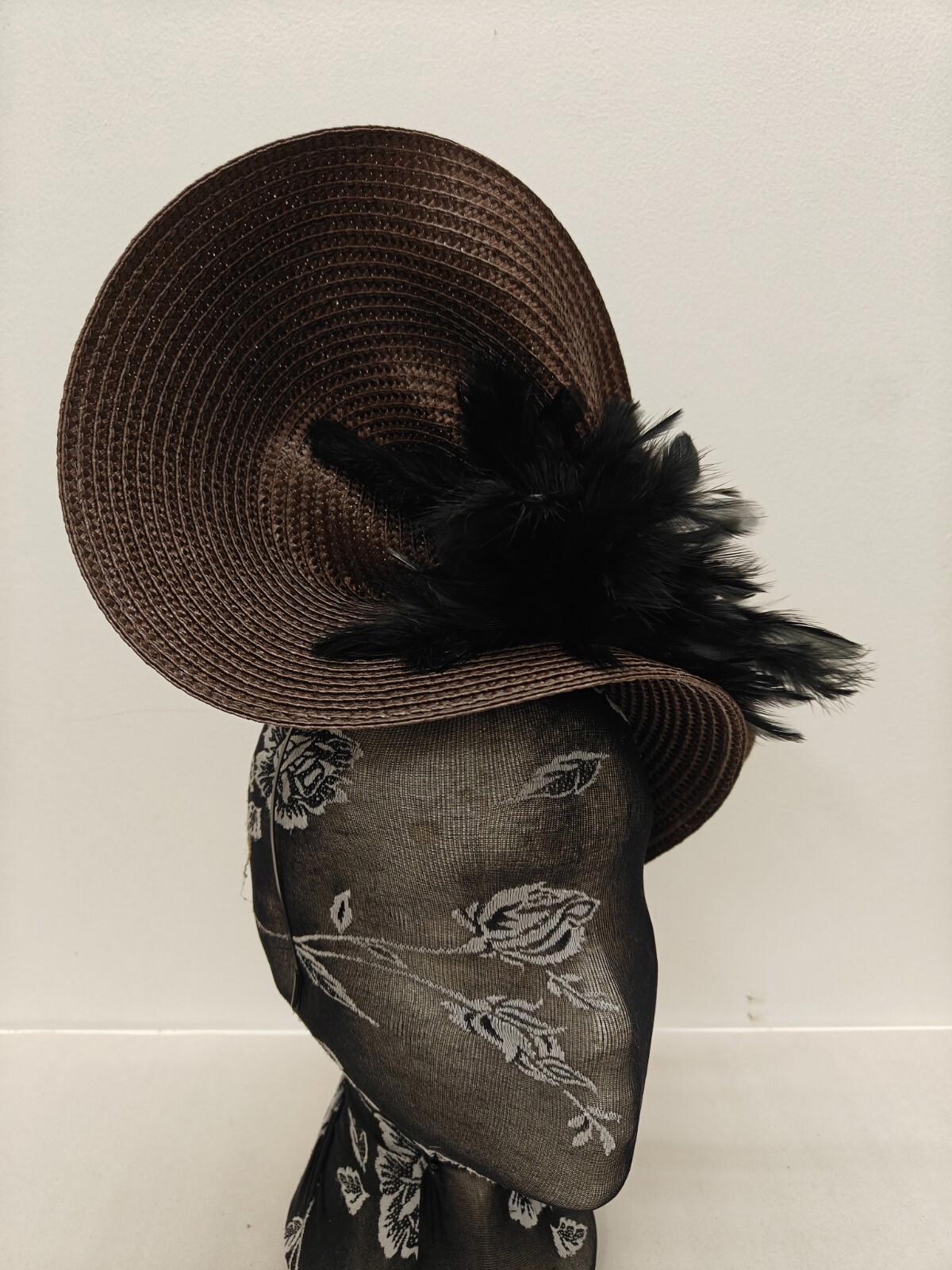 brown black flower large straw fascinator millinery burlesque headband wedding