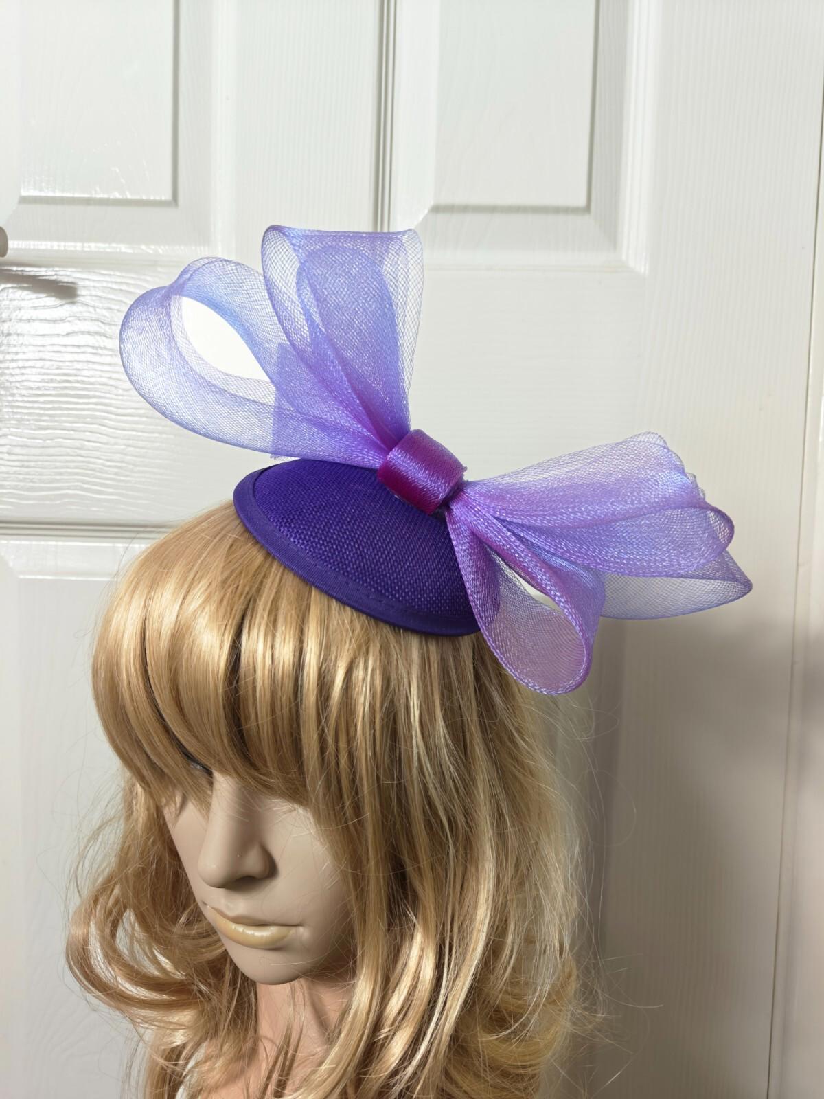purple fascinator millinery burlesque headband wedding hat ascot race