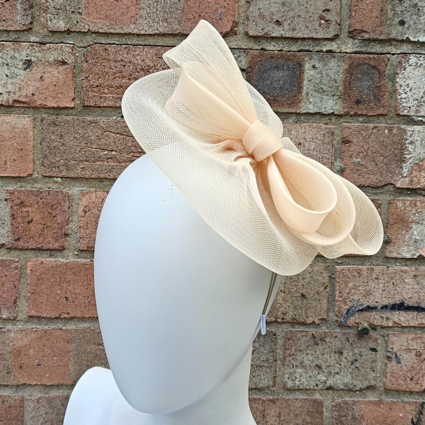nude peach handmade fascinator millinery headband wedding hat race party