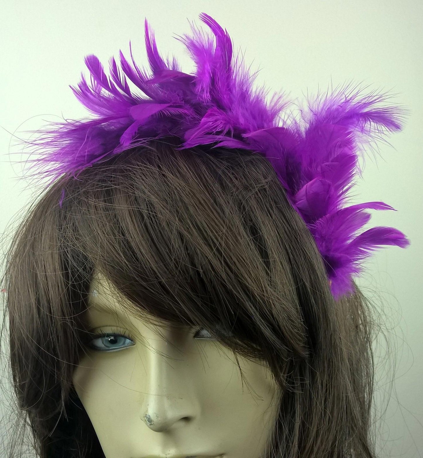 purple feather headband fascinator hair band wedding bridal race party ascot