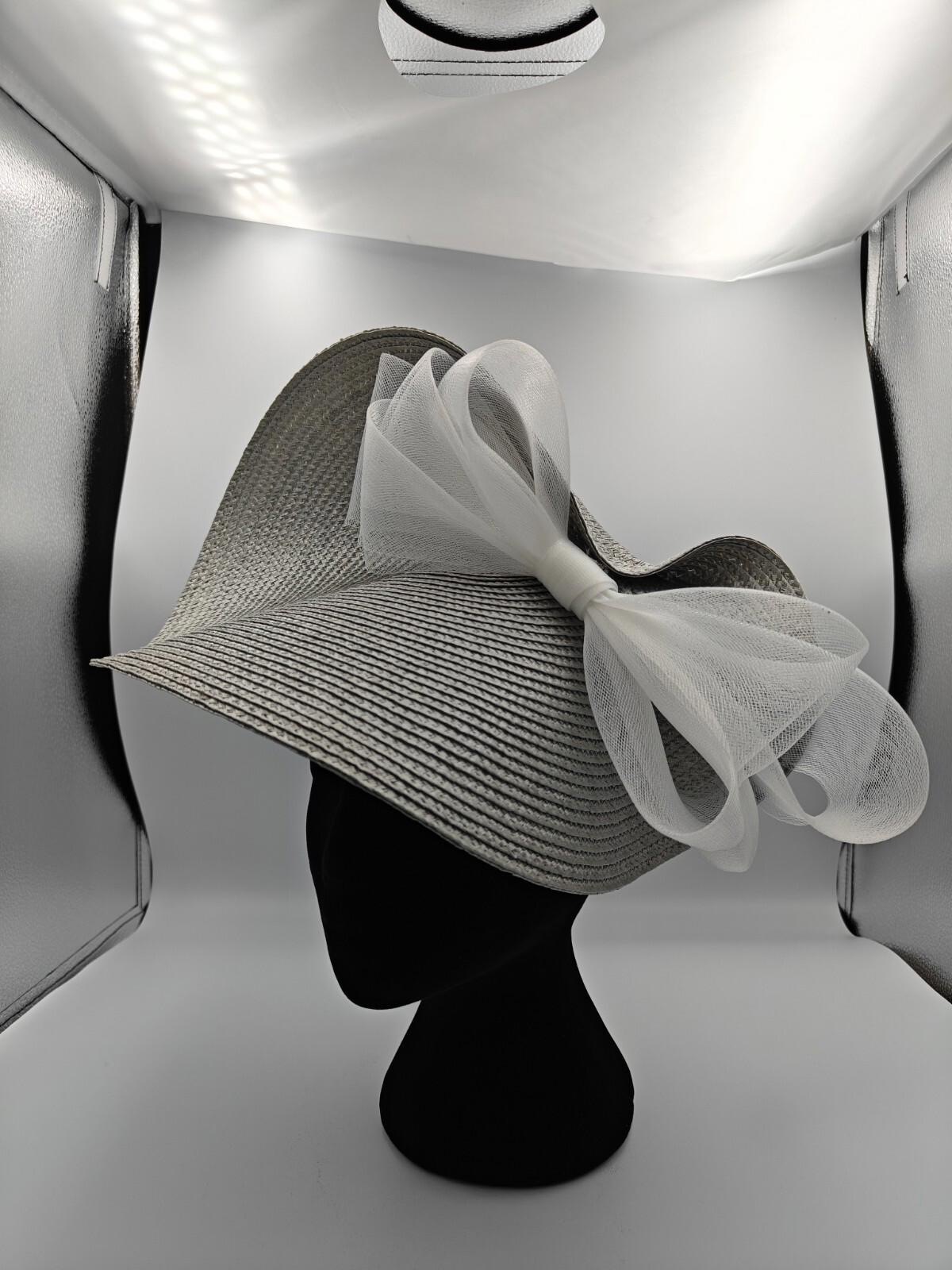 white bow straw fascinator millinery burlesque headband wedding hat