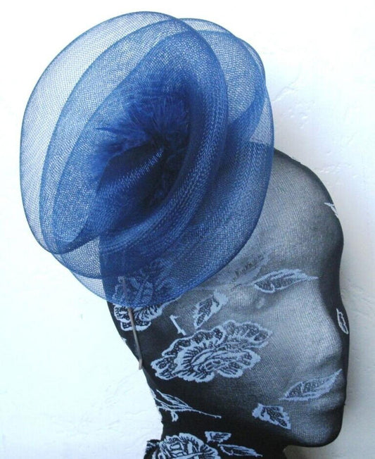 navy blue headband crin fascinator millinery hat wedding ascot