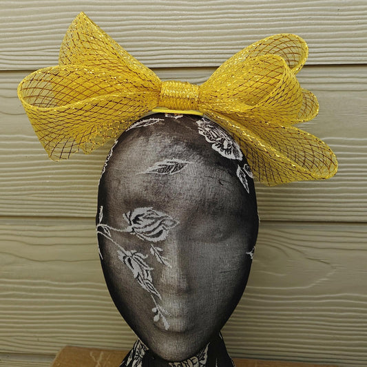 gold bow hair clip brooch fascinator millinery wedding hat race party