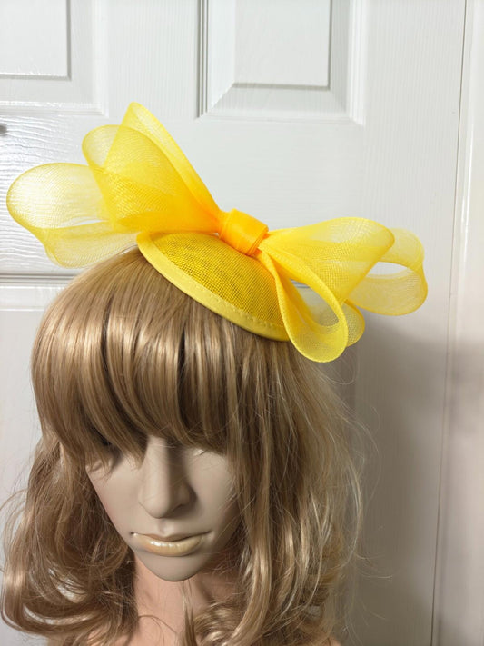 yellow fascinator millinery burlesque headband wedding hat ascot race