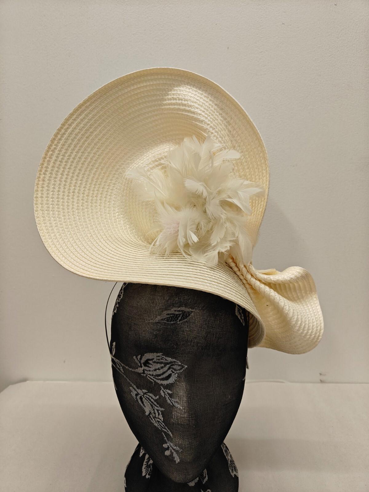 ivory flower large straw fascinator millinery burlesque headband wedding hat