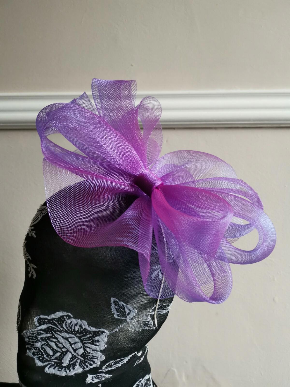 purple fascinator millinery burlesque headband wedding hat hair piece ascot race