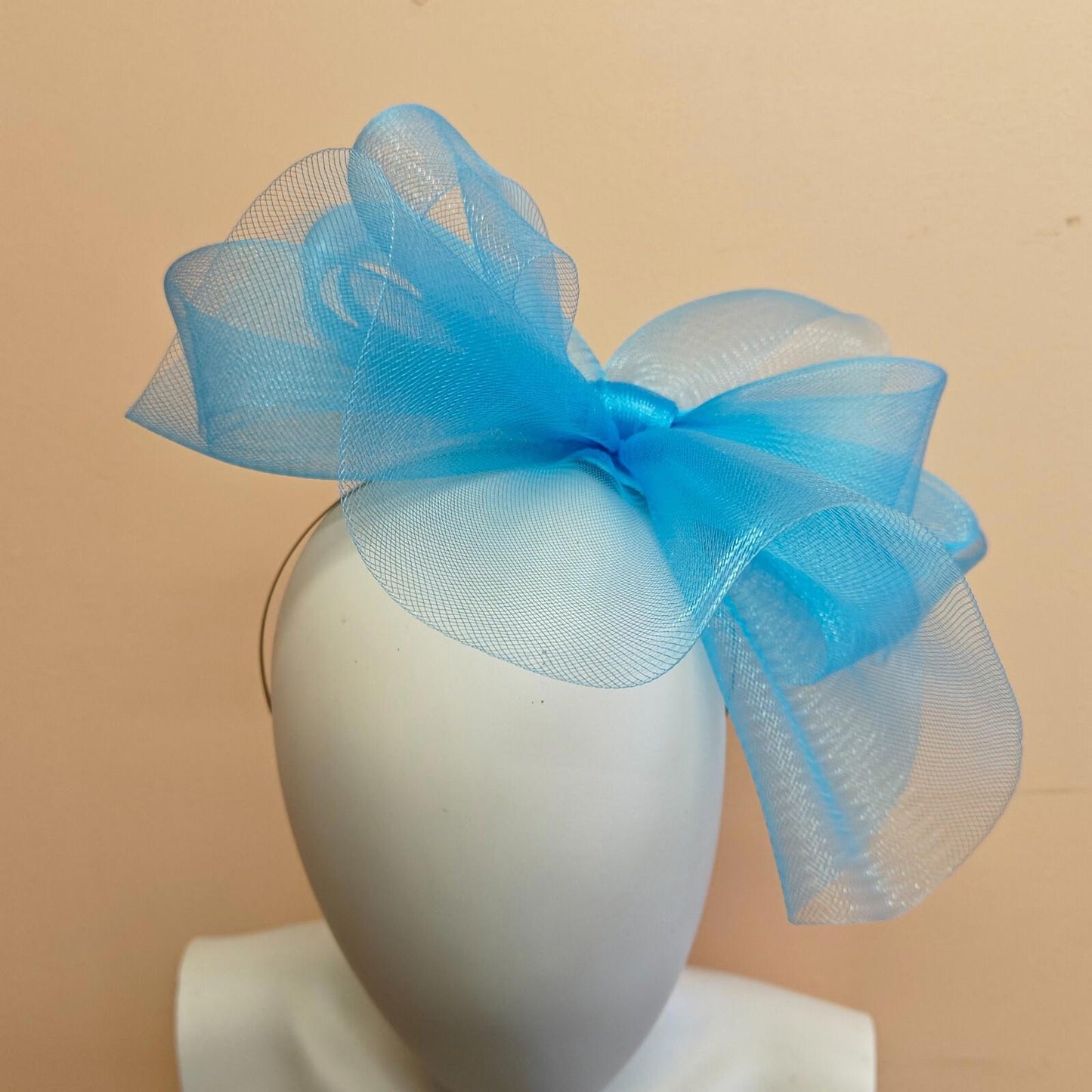 light blue fascinator millinery burlesque headband wedding hat ascot race