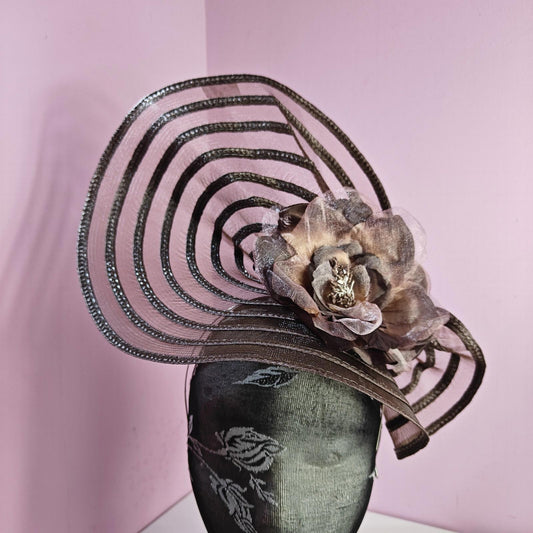 dark brown flower fascinator wedding hat Kentucky Derby Royal Ascot