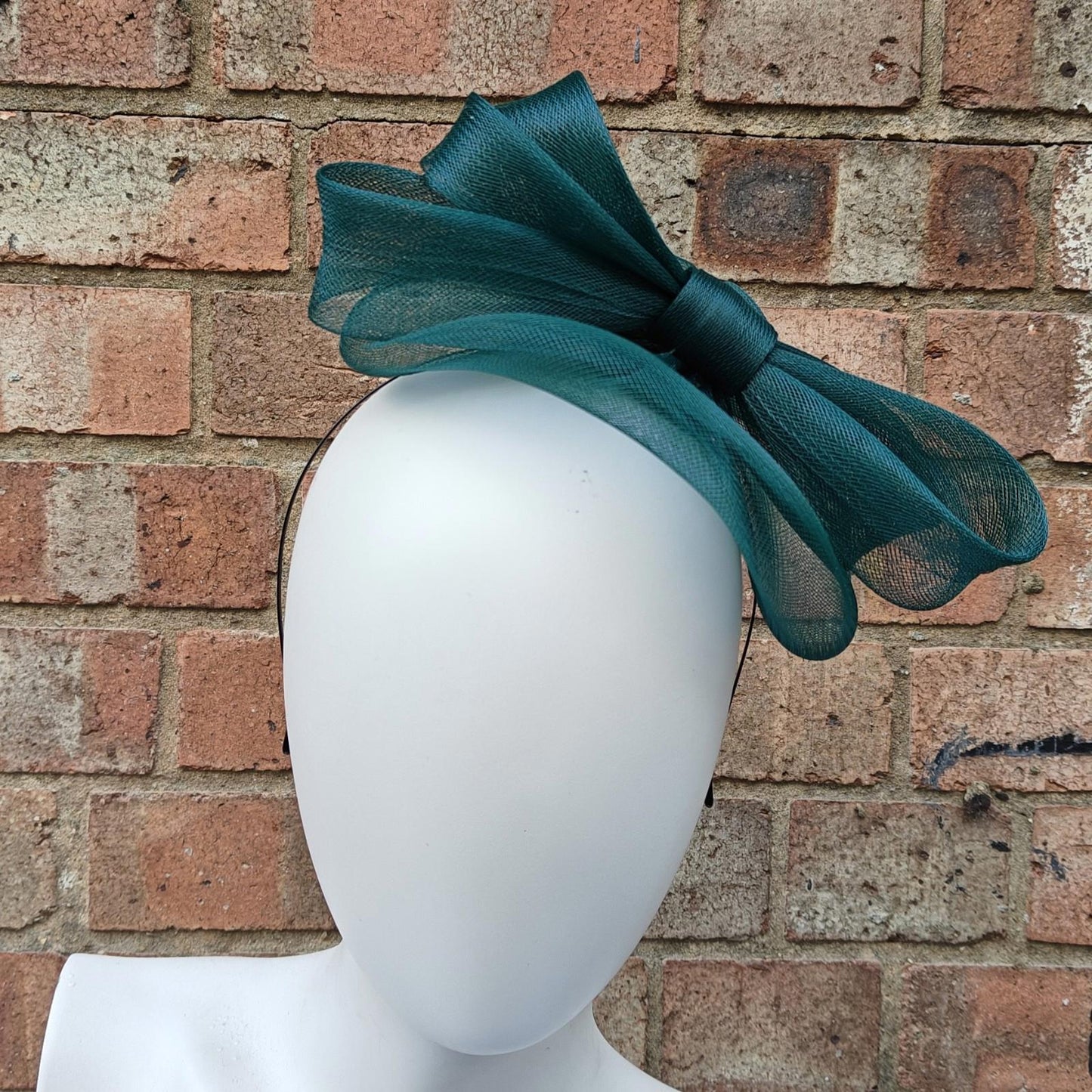 dark green handmade fascinator millinery headband wedding hat race party