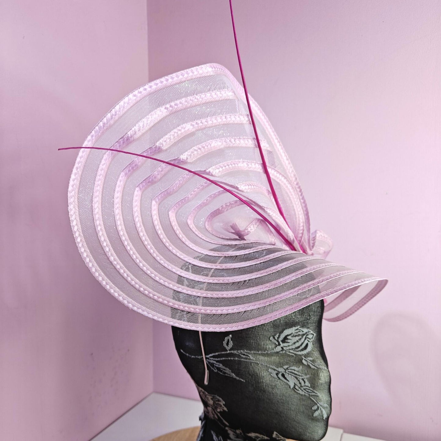 pink ostrich quill spine fascinator wedding hat Kentucky Derby Royal Ascot