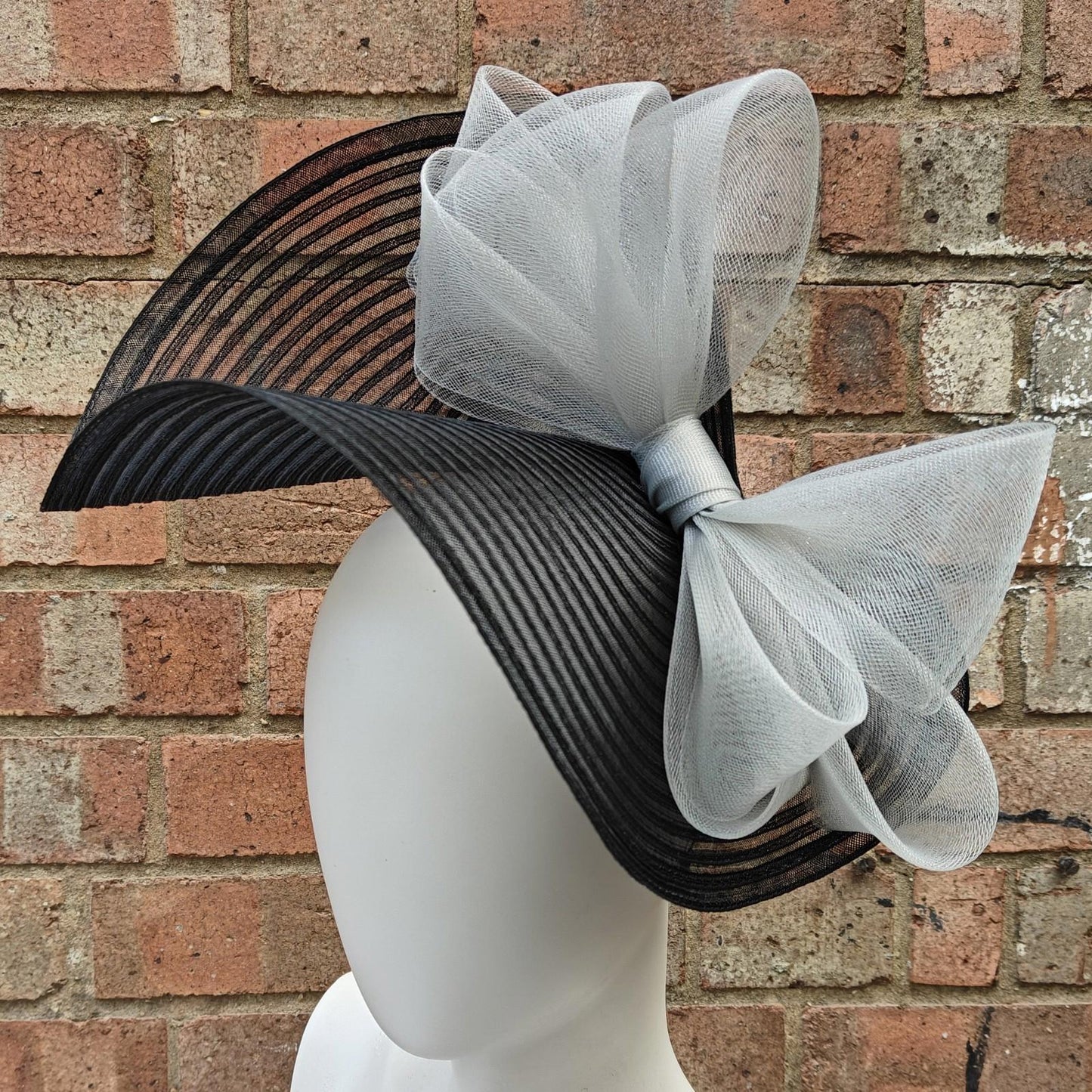 black light grey bow crinoline fascinator millinery headband wedding hat party cosplay