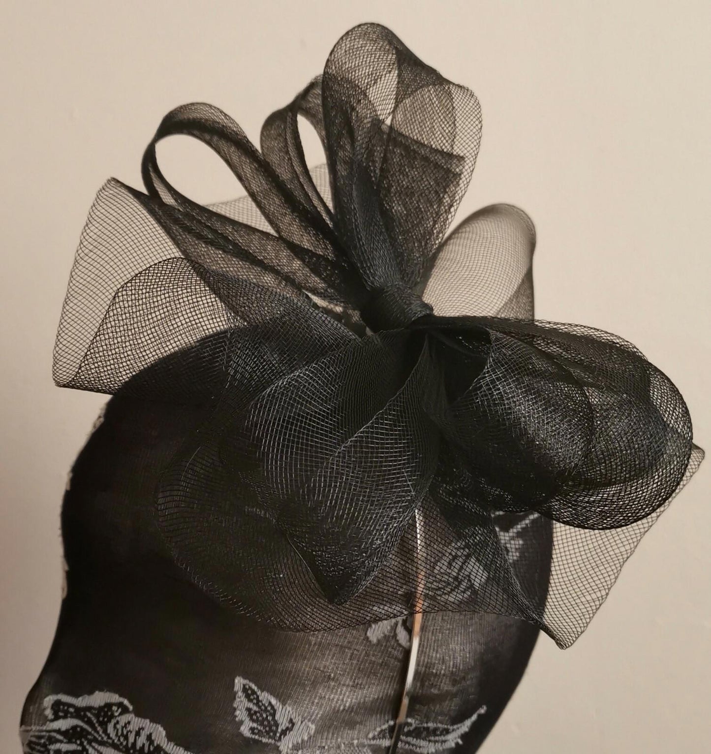 black fascinator millinery burlesque wedding hat hair piece ascot race bridal