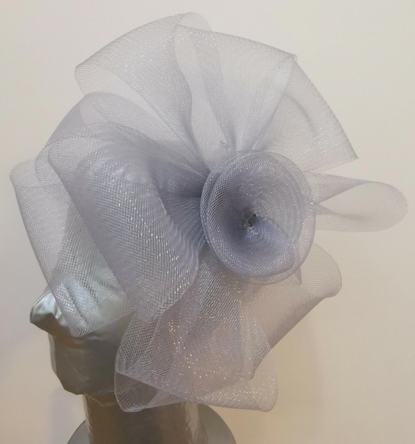 grey fascinator millinery burlesque headband wedding hat hair piece