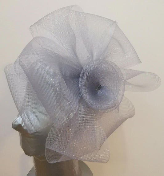 grey fascinator millinery burlesque headband wedding hat hair piece