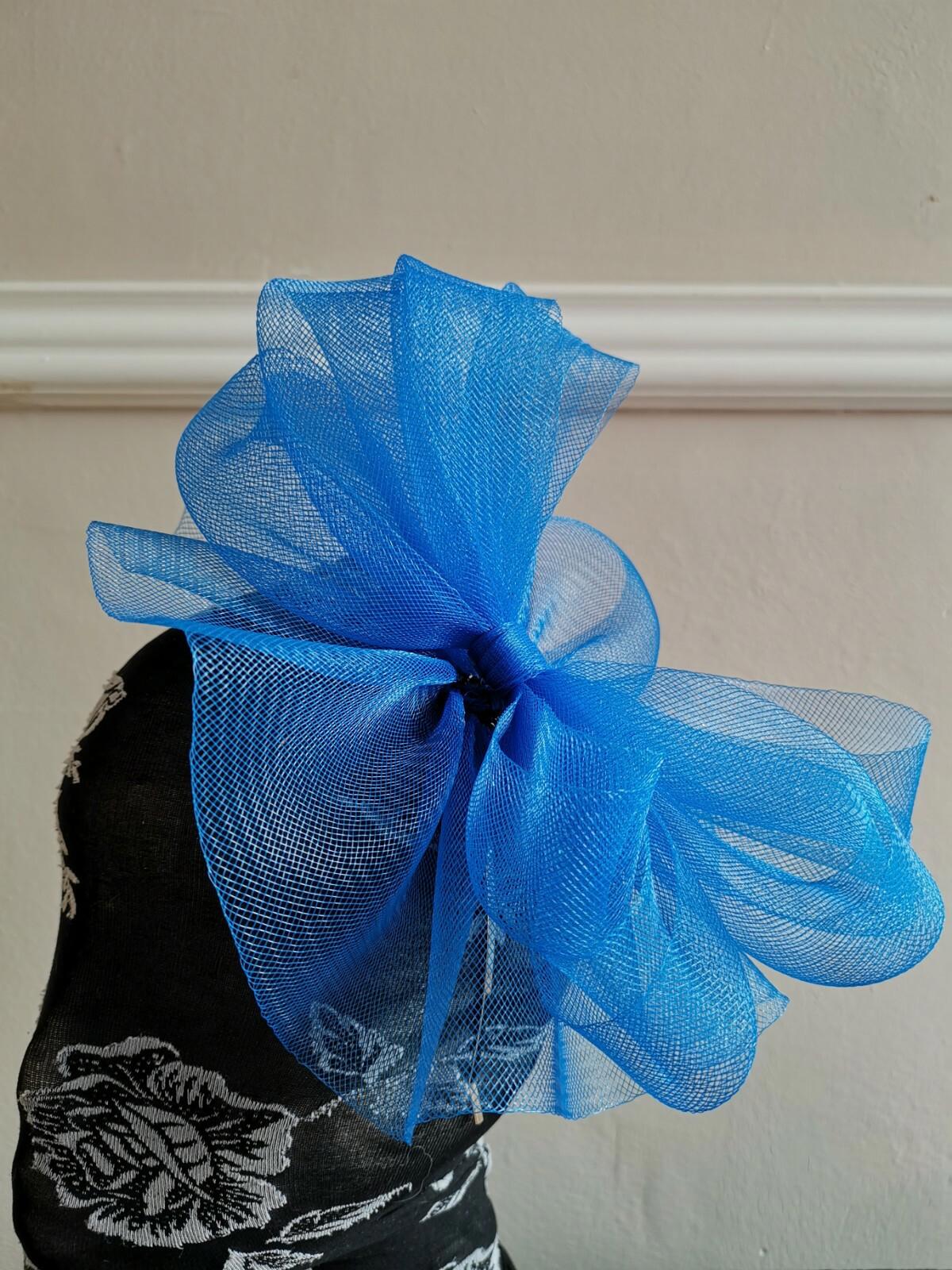 blue fascinator millinery burlesque headband wedding hat hair piece ascot race