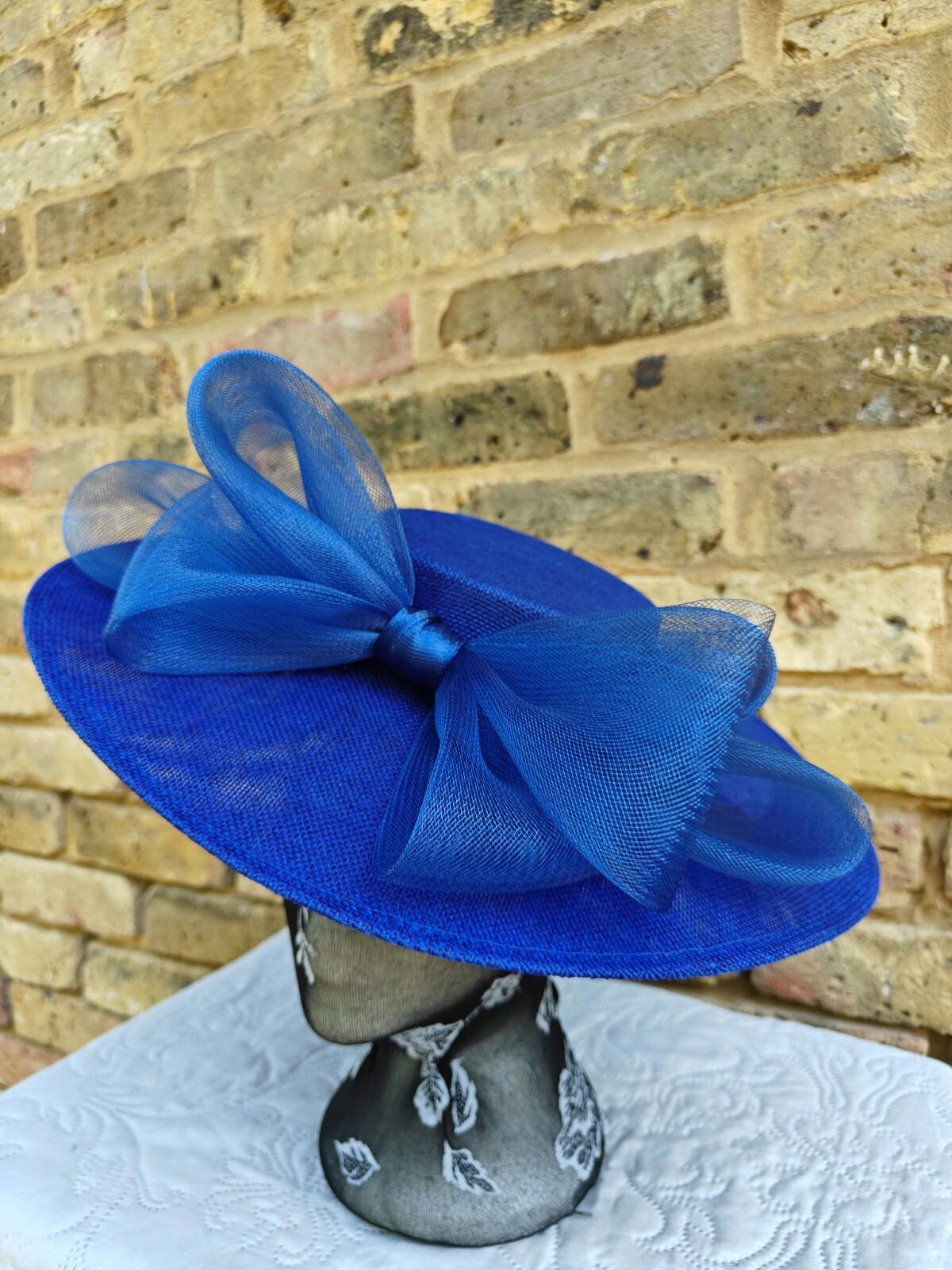 royal blue large fascinator wedding hat  Kentucky Derby Royal Ascot bow