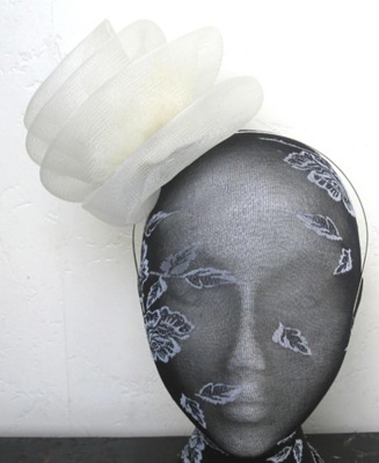 ivory feather fascinator millinery burlesque headband wedding hat hair piece