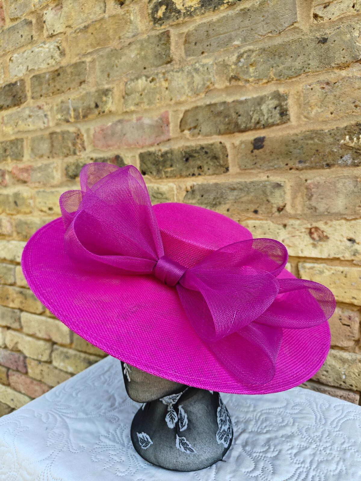 dark pink large fascinator wedding hat  Kentucky Derby Royal Ascot bow