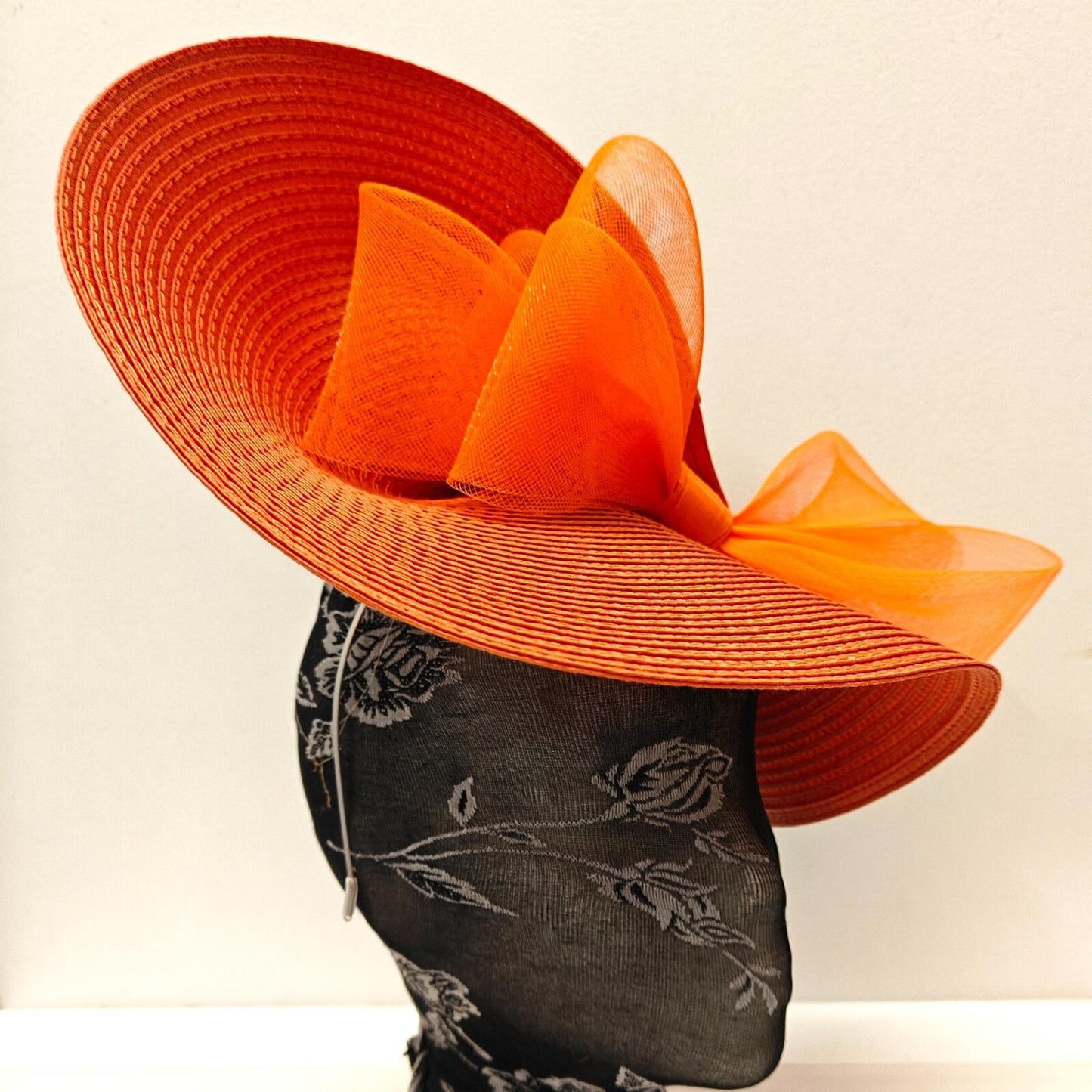orange large straw fascinator millinery burlesque headband wedding hat bow