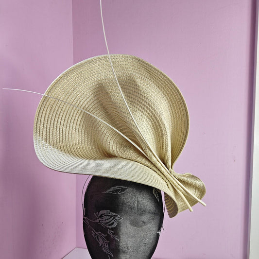 cream large straw quill spine fascinator wedding hat Kentucky Derby Royal Ascot