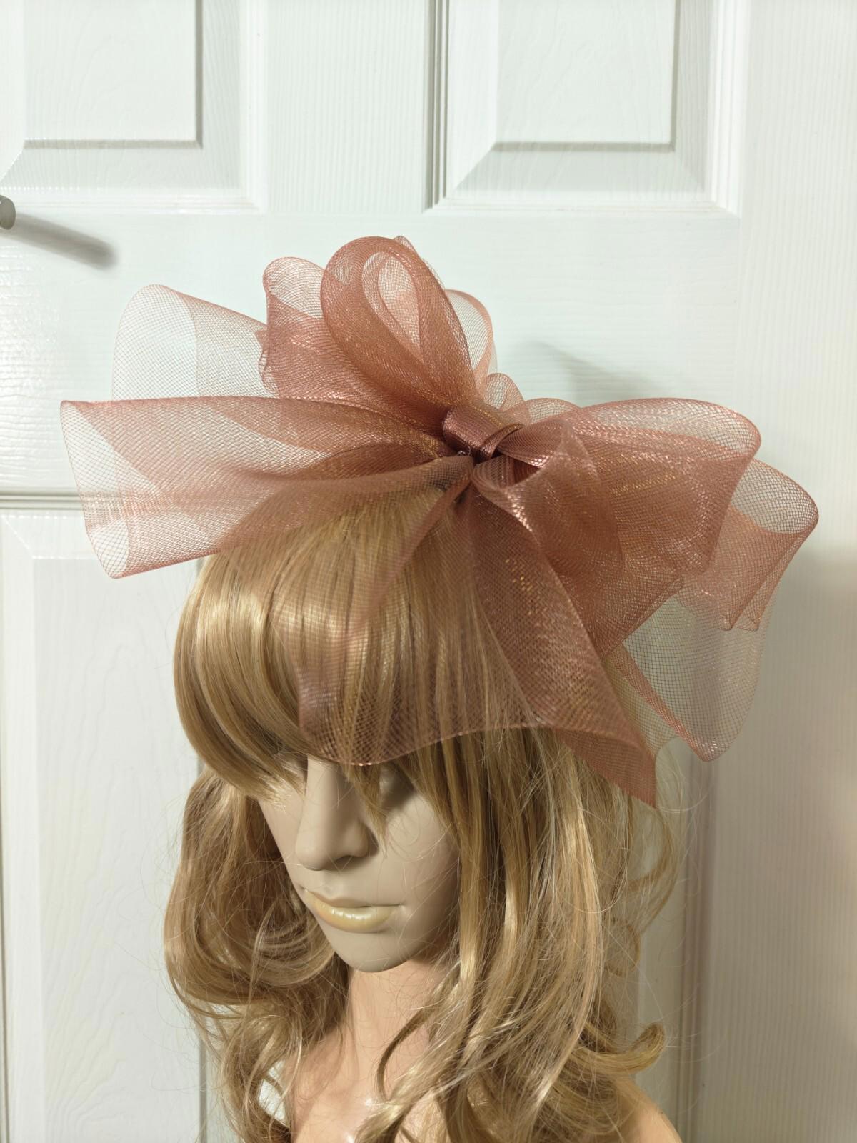 brown caramel fascinator millinery burlesque headband wedding hat ascot race