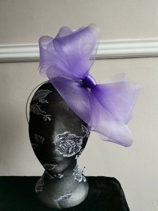 lilac light purple headband crinoline fascinator millinery hat wedding ascot