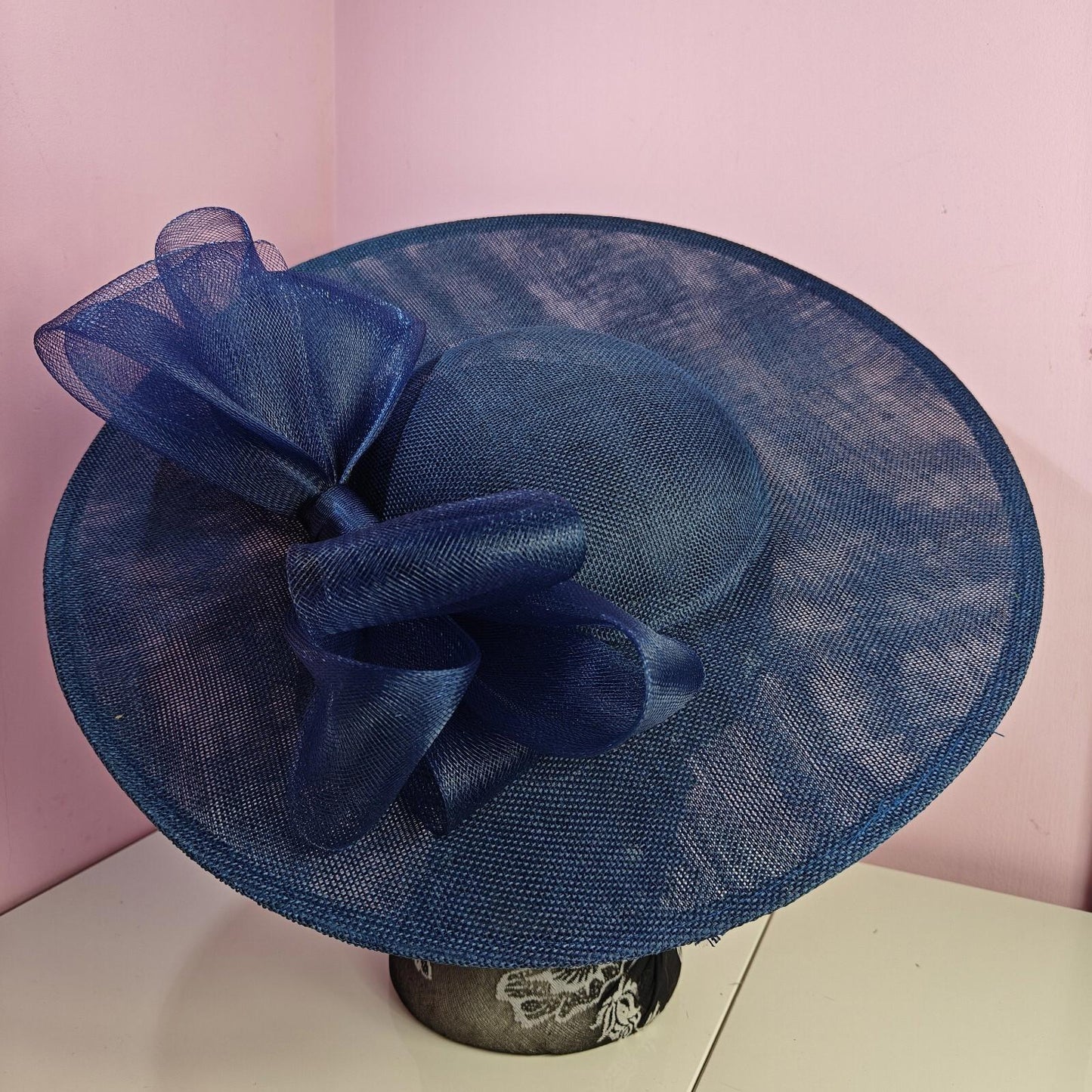 navy blue large fascinator headband wedding hat  Kentucky Derby Royal Ascot bow