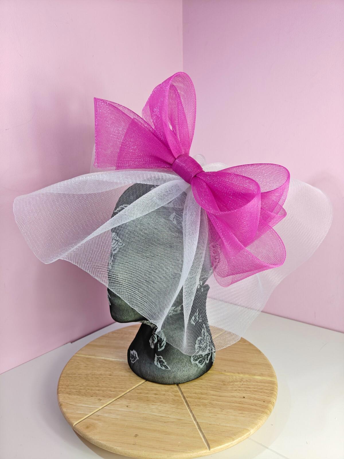 white pink fascinator millinery headband derby wedding hat ascot race