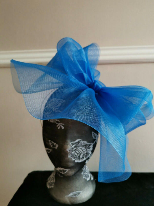 blue fascinator millinery burlesque wedding hat ascot race bridal British