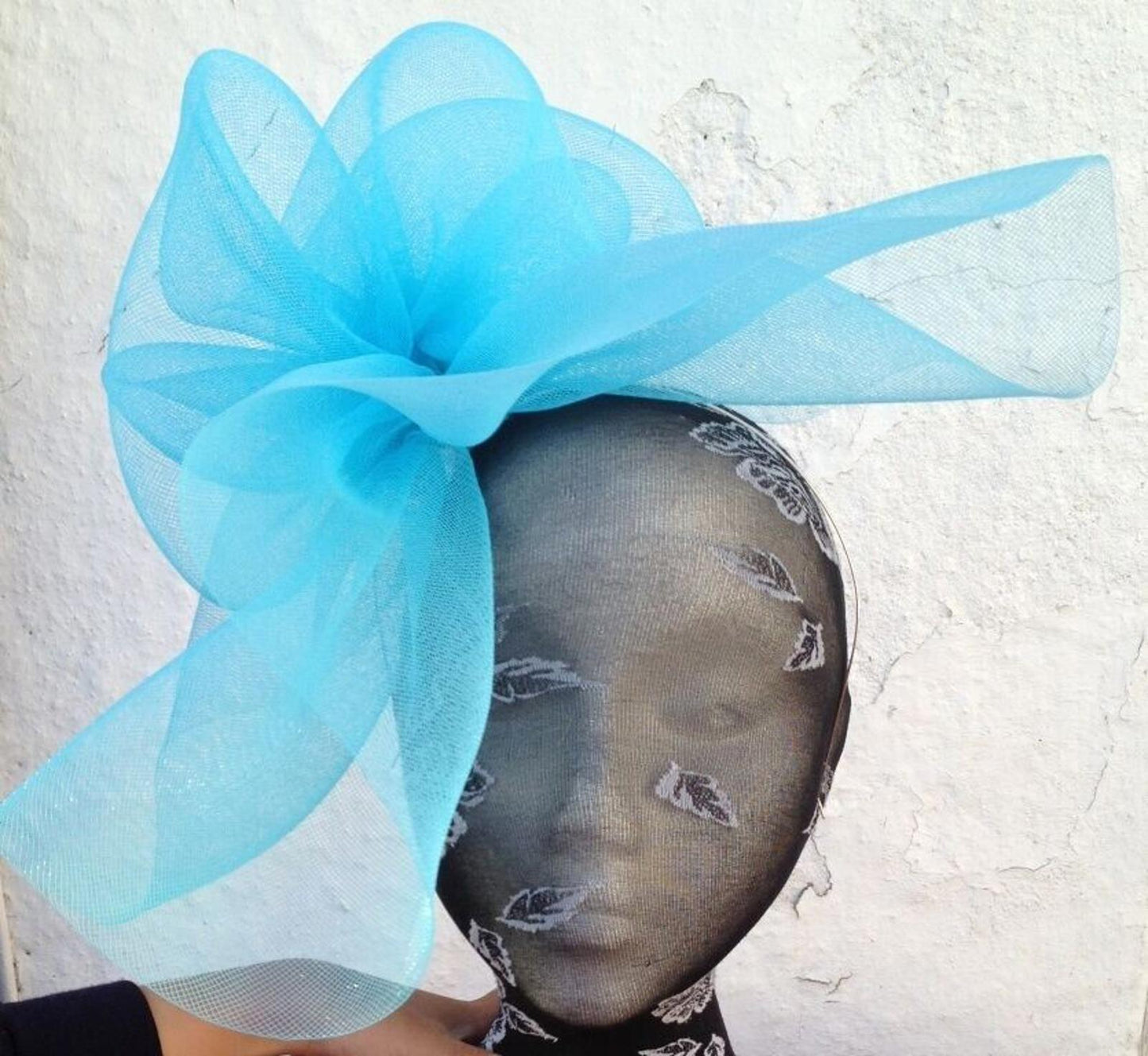 Turquoise blue headband crinoline fascinator millinery hat wedding ascot
