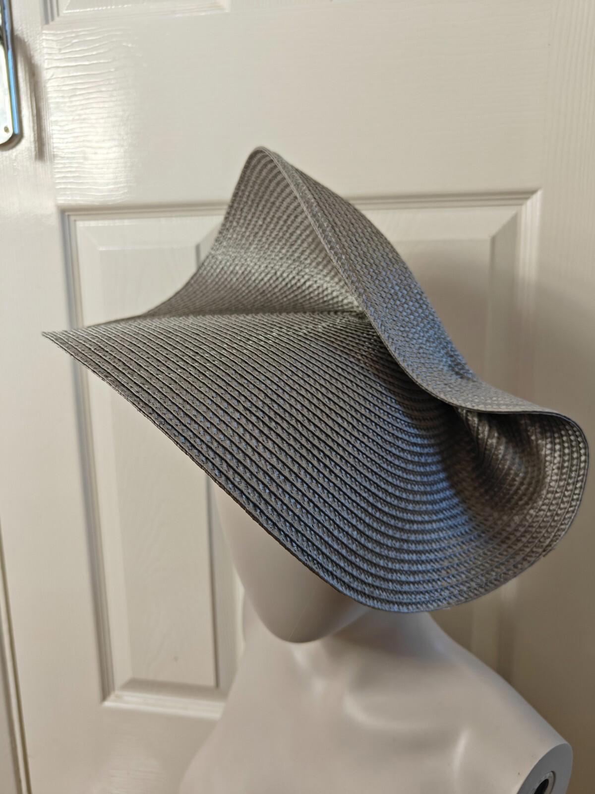 grey large straw fascinator millinery burlesque headband wedding hat