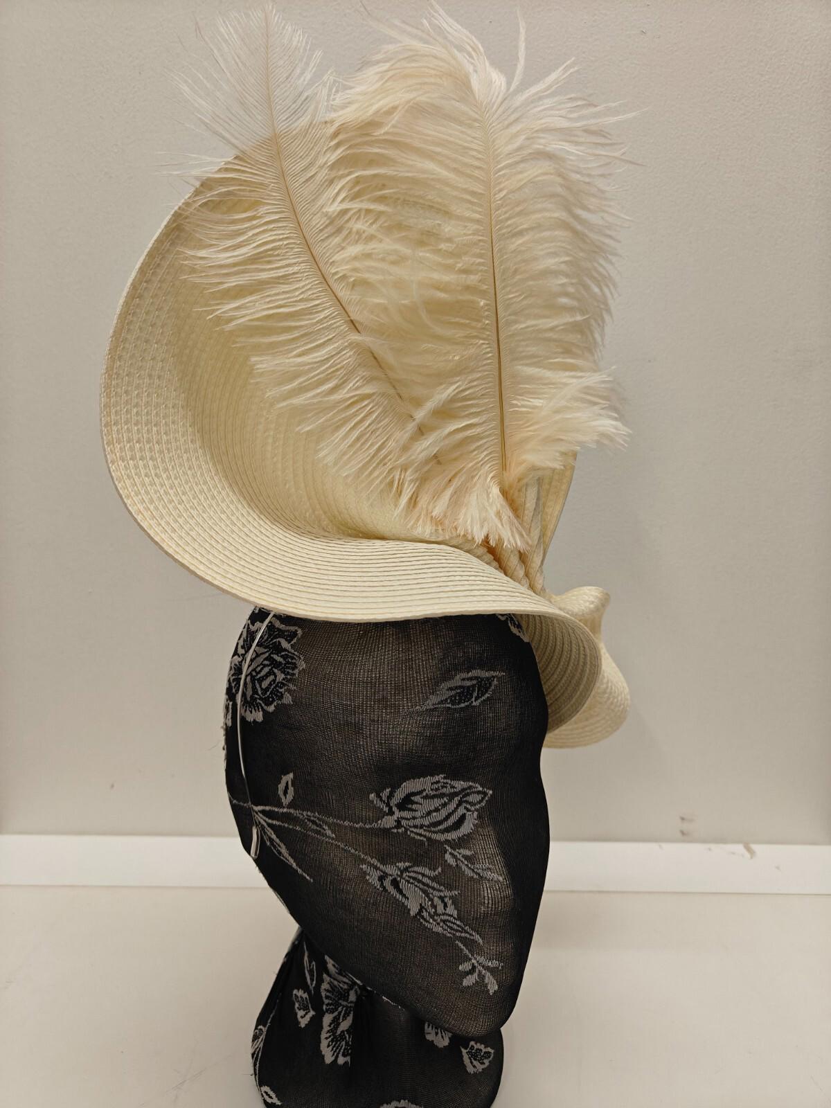 ivory large straw fascinator ostrich feather millinery headband wedding hat