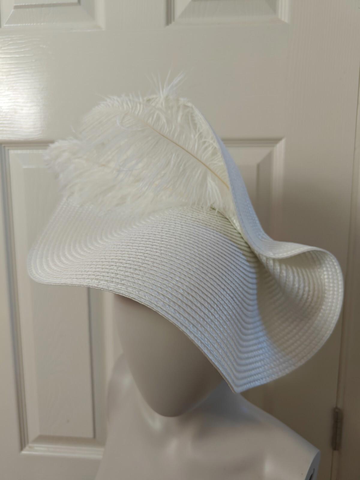 white large straw fascinator ostrich feather millinery headband wedding hat