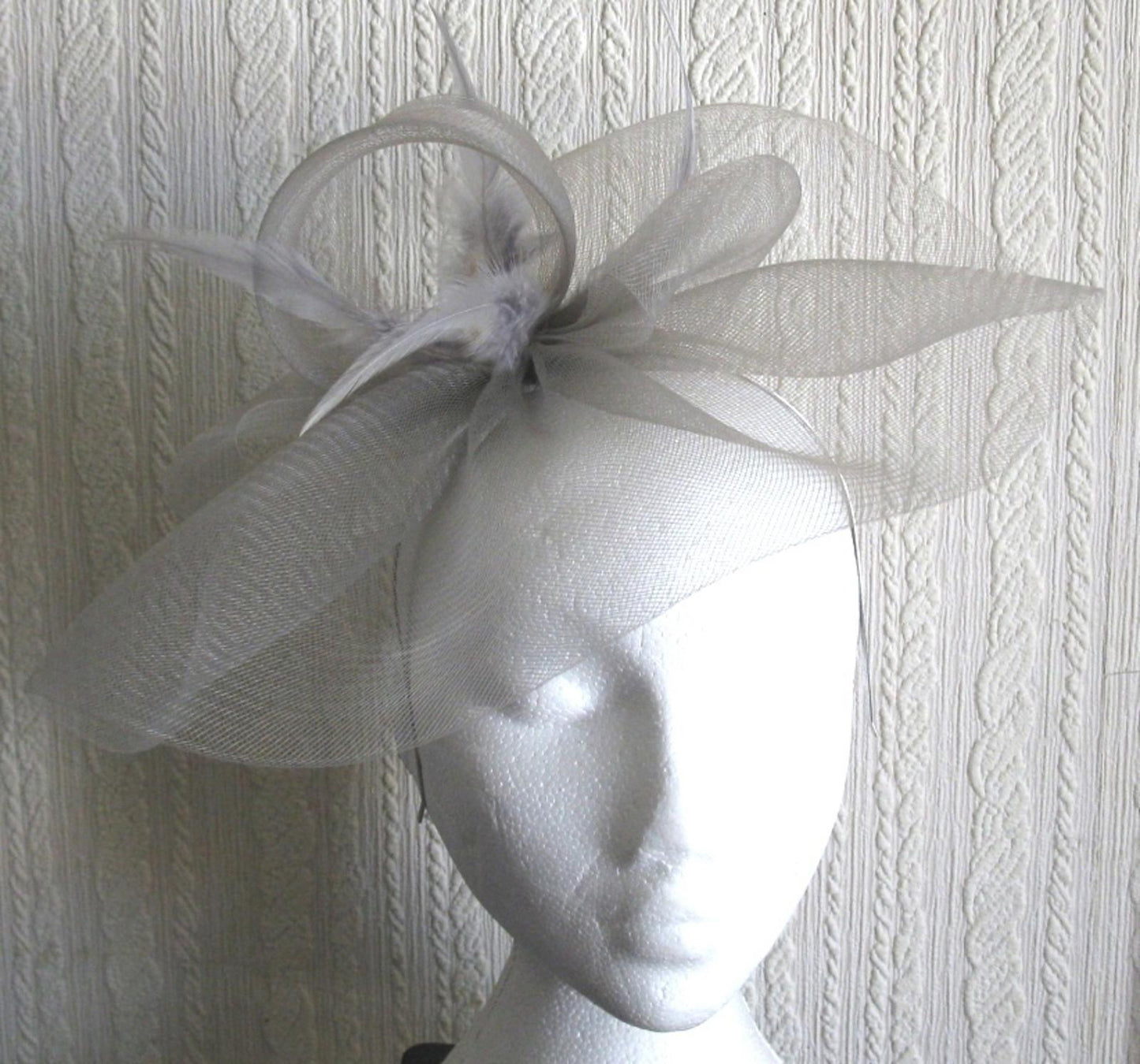 grey feather headband fascinator millinery wedding hat