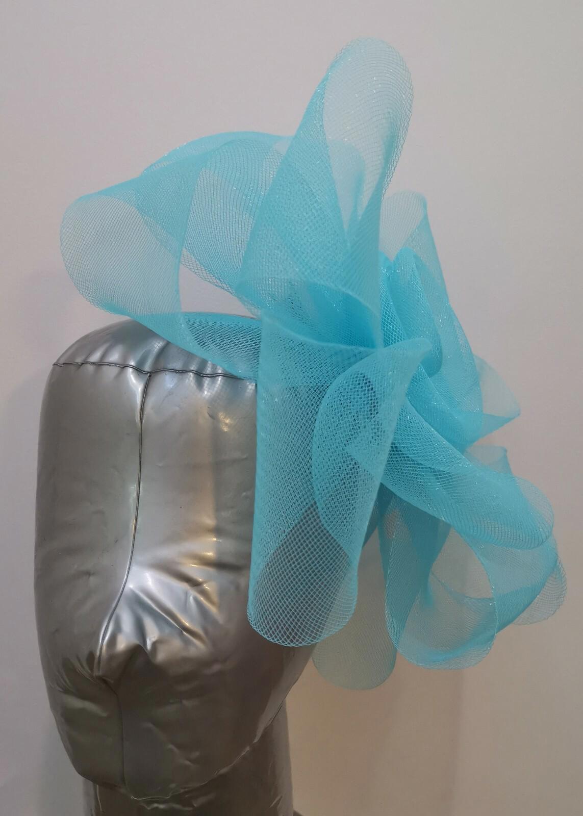 turquoise blue fascinator millinery burlesque headband wedding hat hair piece