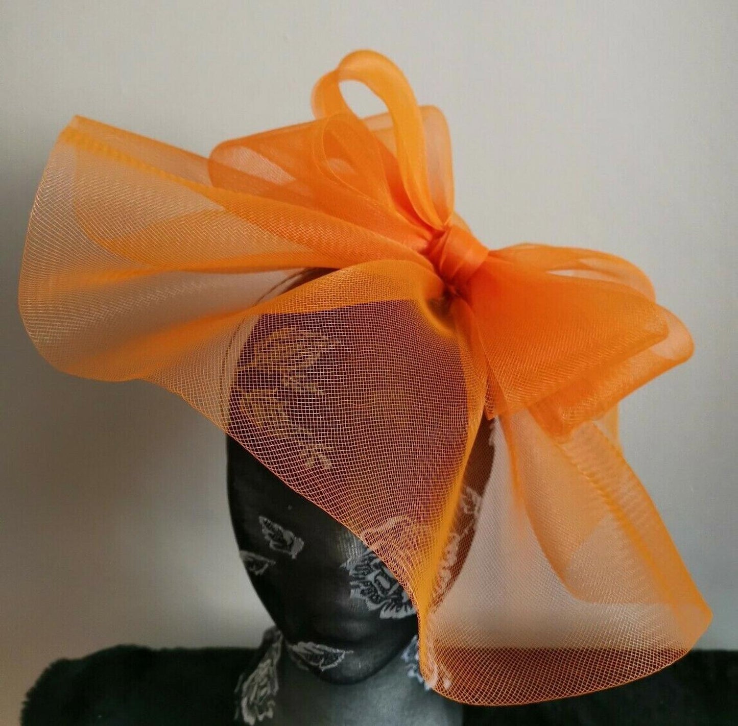orange fascinator millinery burlesque wedding hat ascot race bridal British