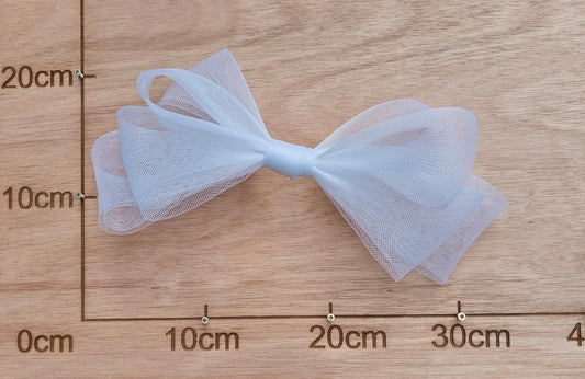 white large crinoline bow art craft DIY handmade fascinator hair clip