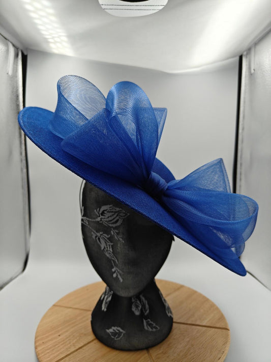 royal blue large fascinator headband wedding hat  Kentucky Derby Royal Ascot bow