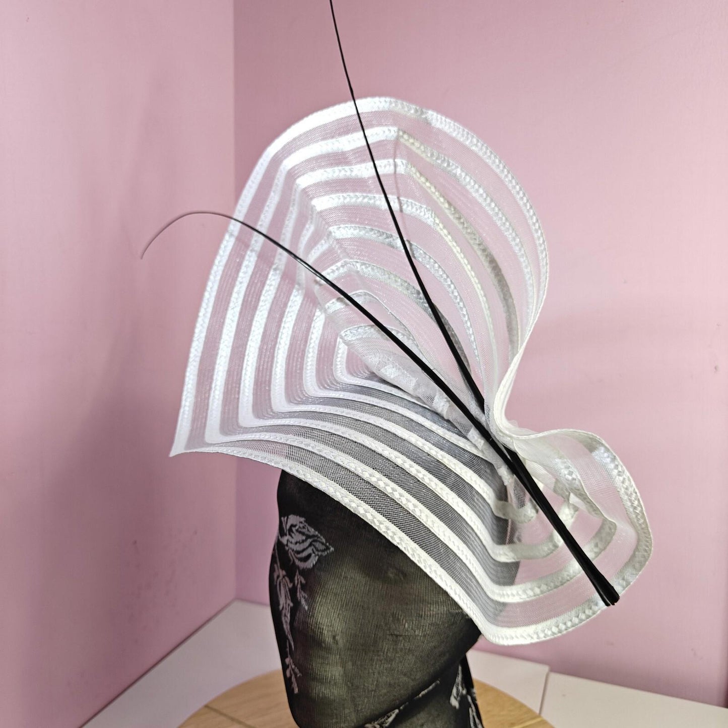 white ostrich quill spine fascinator wedding hat Kentucky Derby Royal Ascot