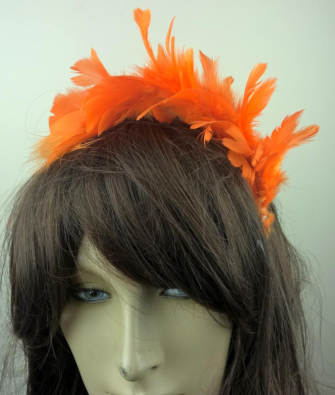 orange feather headband fascinator hair band wedding bridal race party ascot
