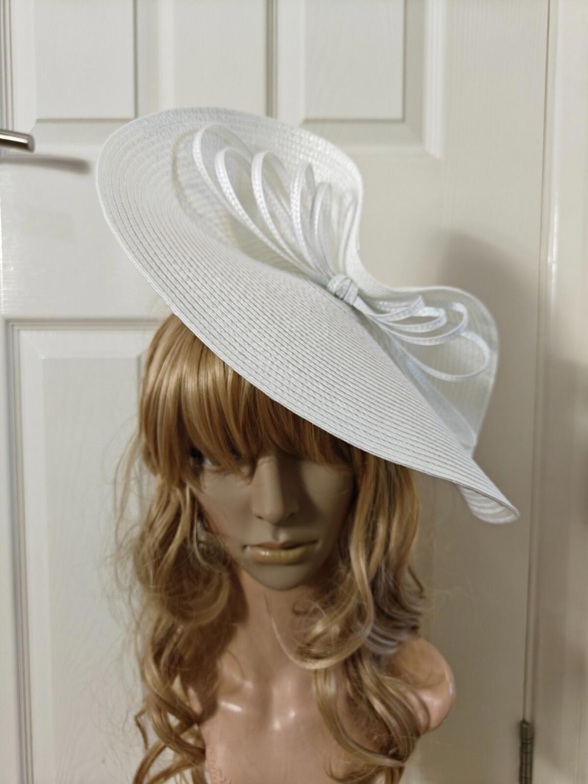 white large straw fascinator millinery burlesque headband wedding hat