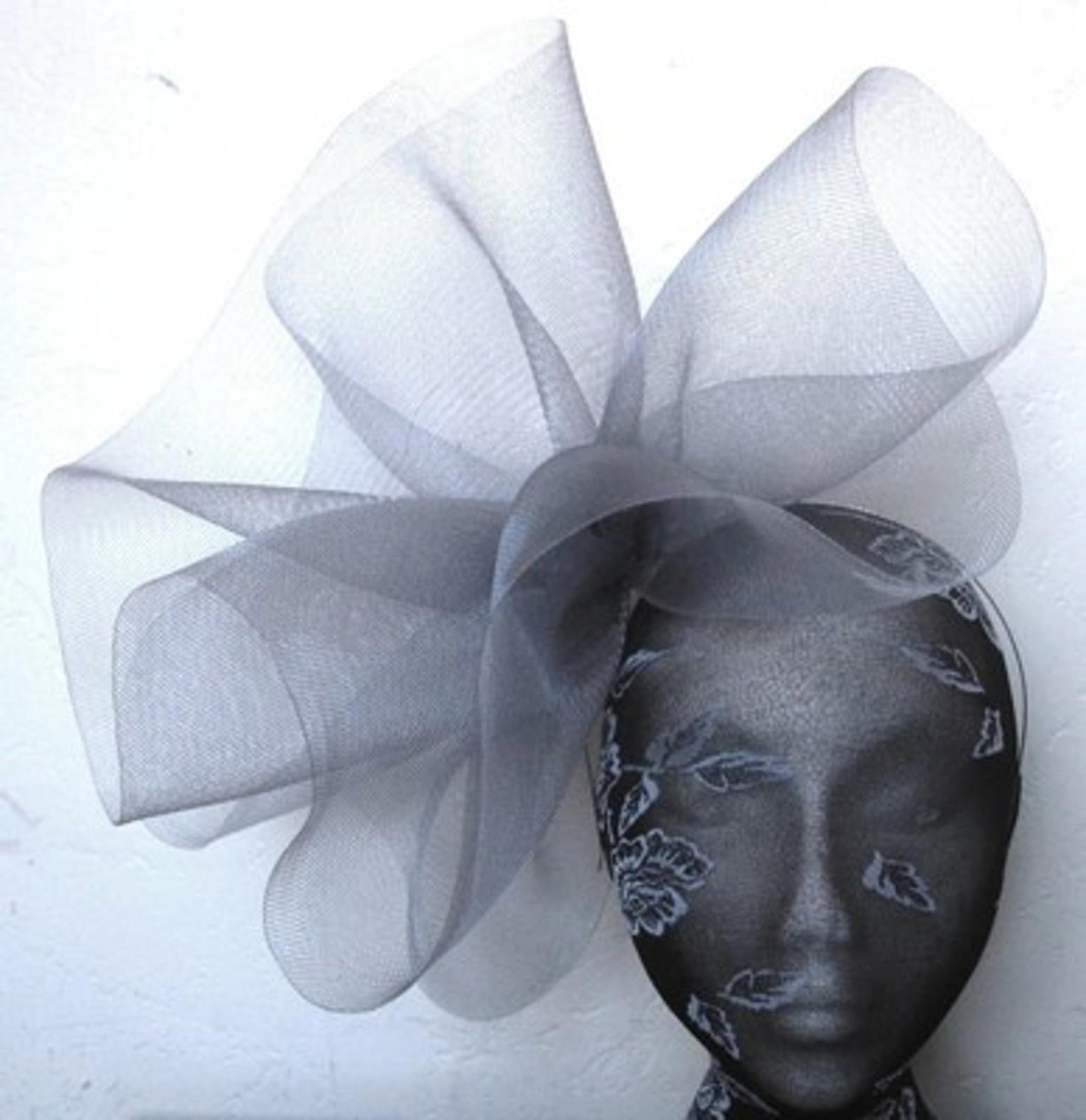 grey feather fascinator millinery burlesque headband wedding hat hair piece