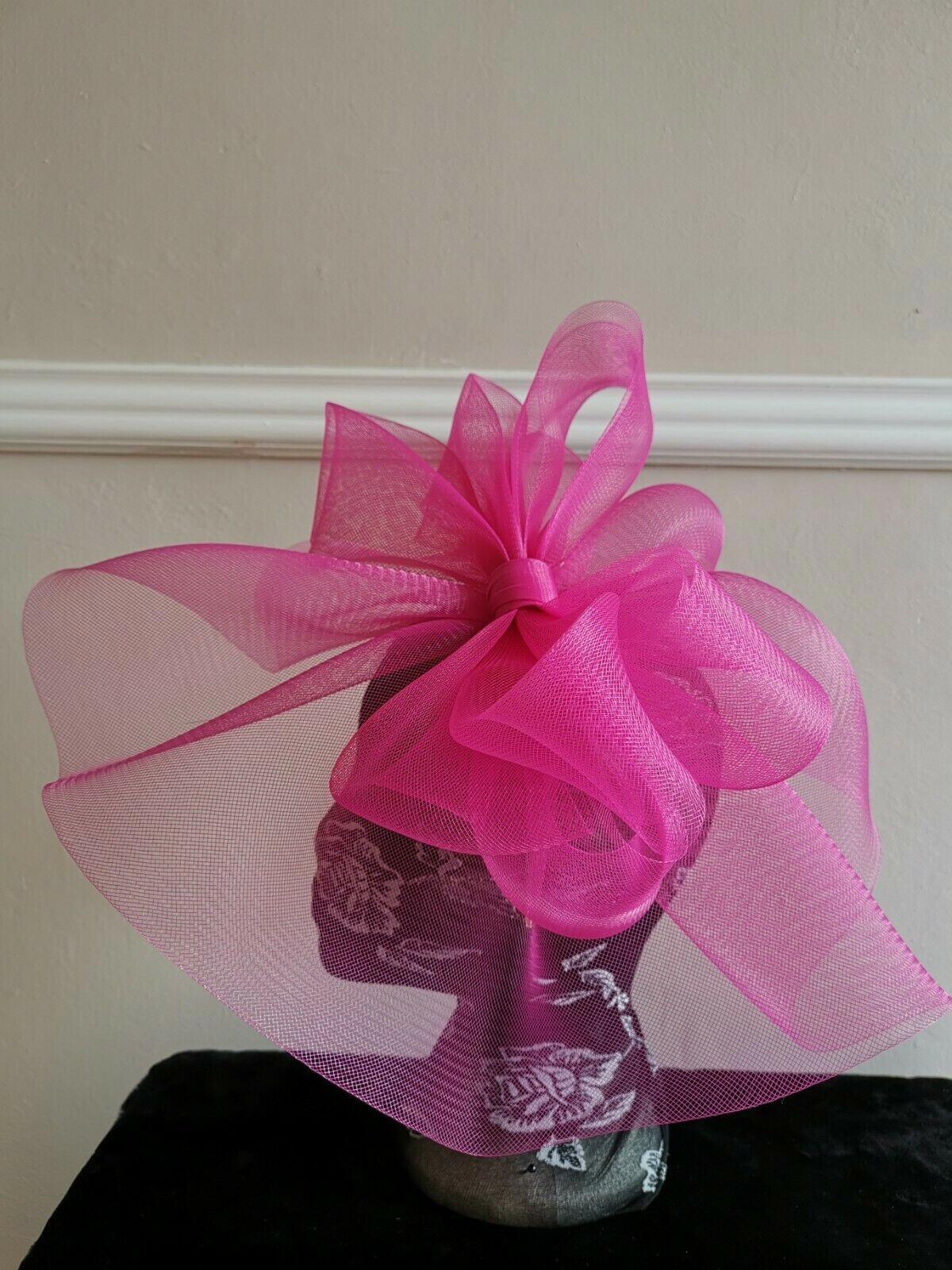 hot pink headband crinoline fascinator millinery hat wedding ascot