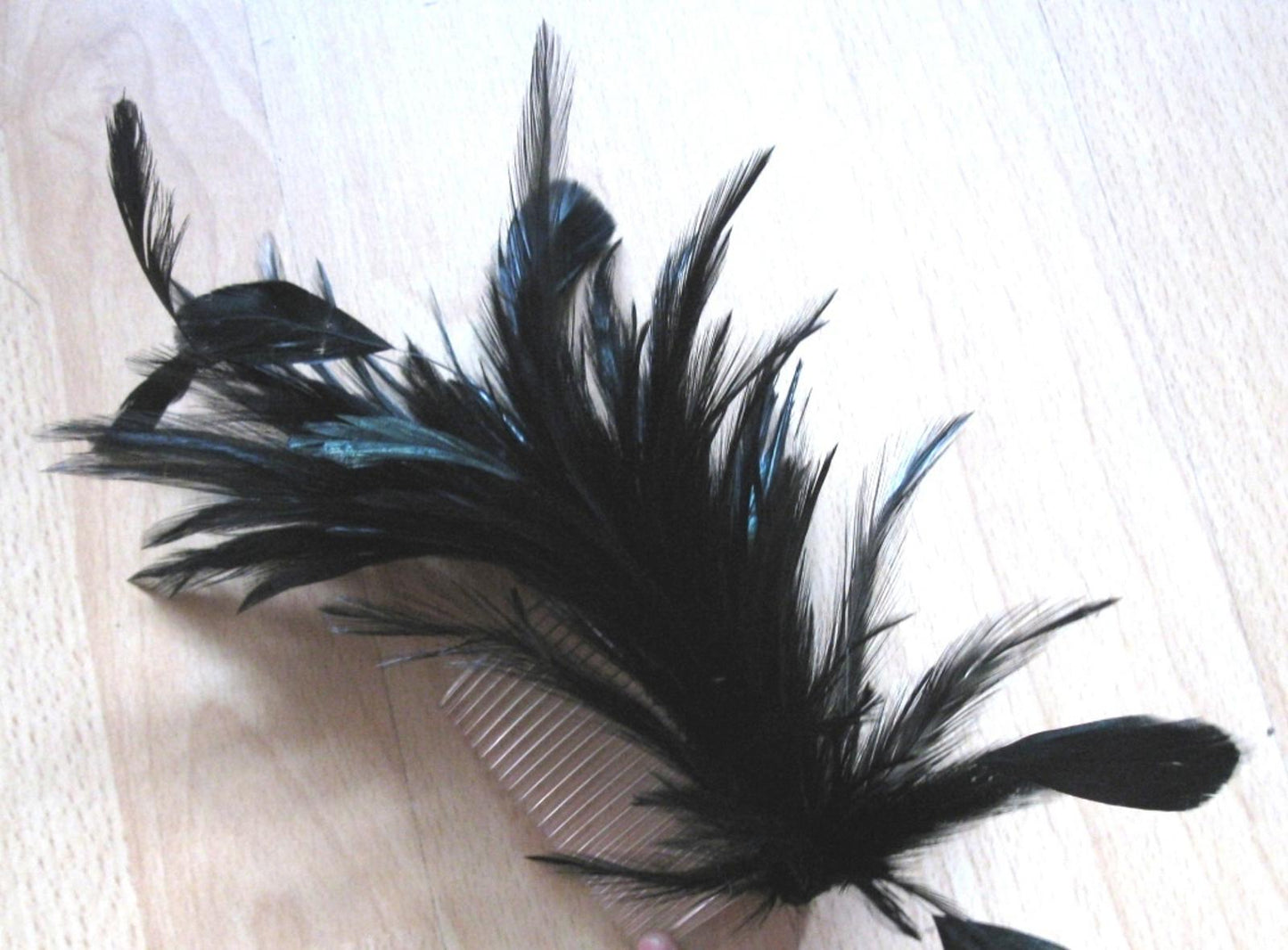 black feather comb fascinator millinery wedding hat x