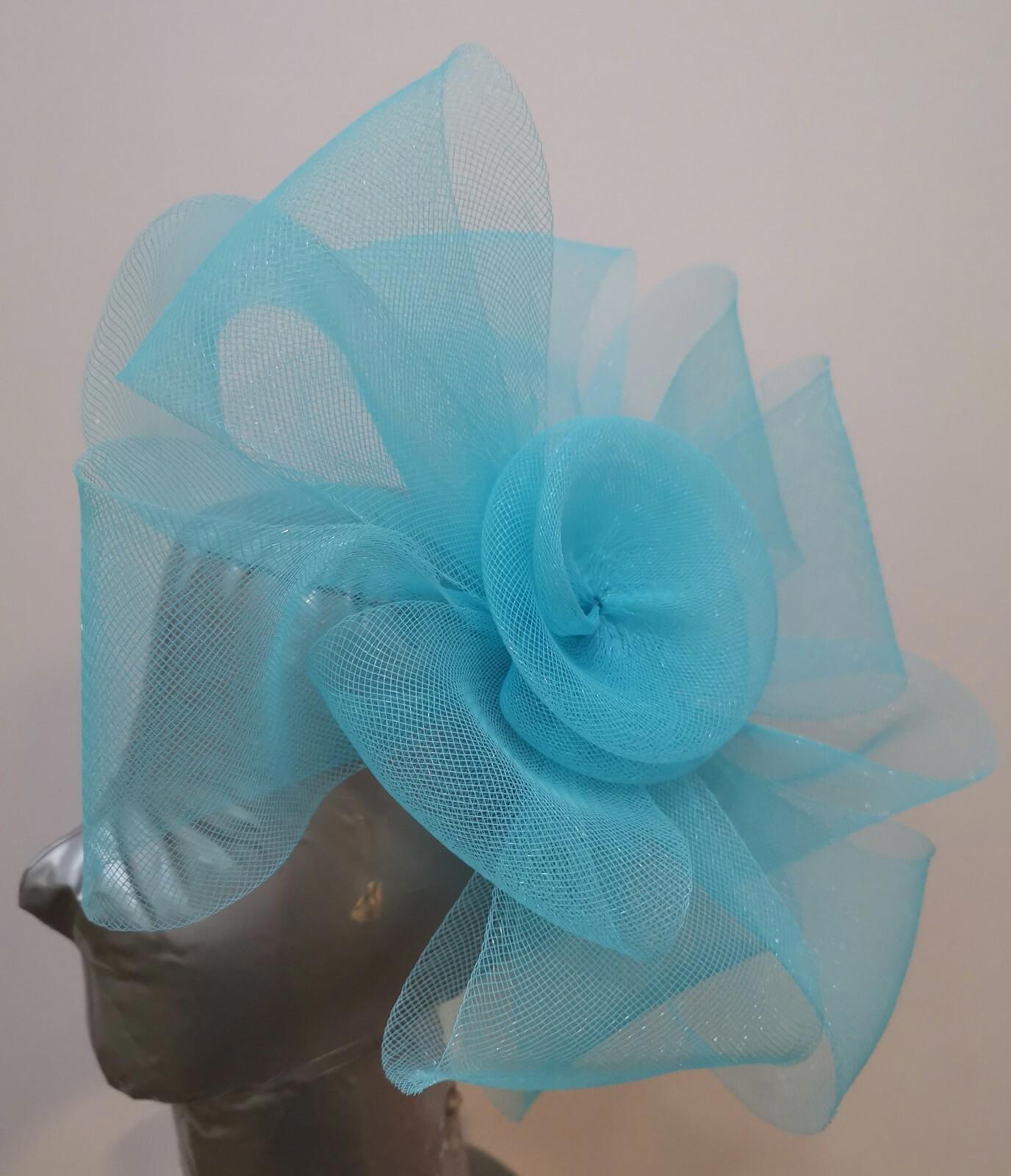 turquoise blue fascinator millinery burlesque headband wedding hat hair piece