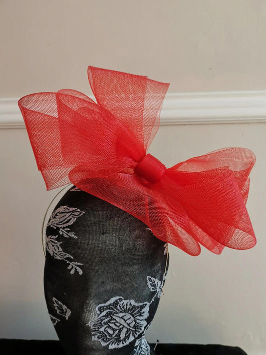 bright red headband crin fascinator millinery hat wedding ascot